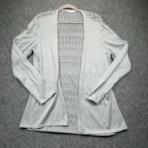 Maurices Open Knit Crochet Cardigan Womens XL Gray Lightweight Long Sleeve Boho